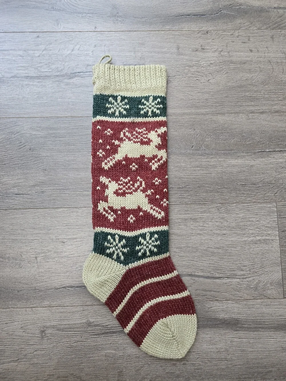 Reindeer Wool Christmas Stocking Cabincore Cottagecore Farmhouse